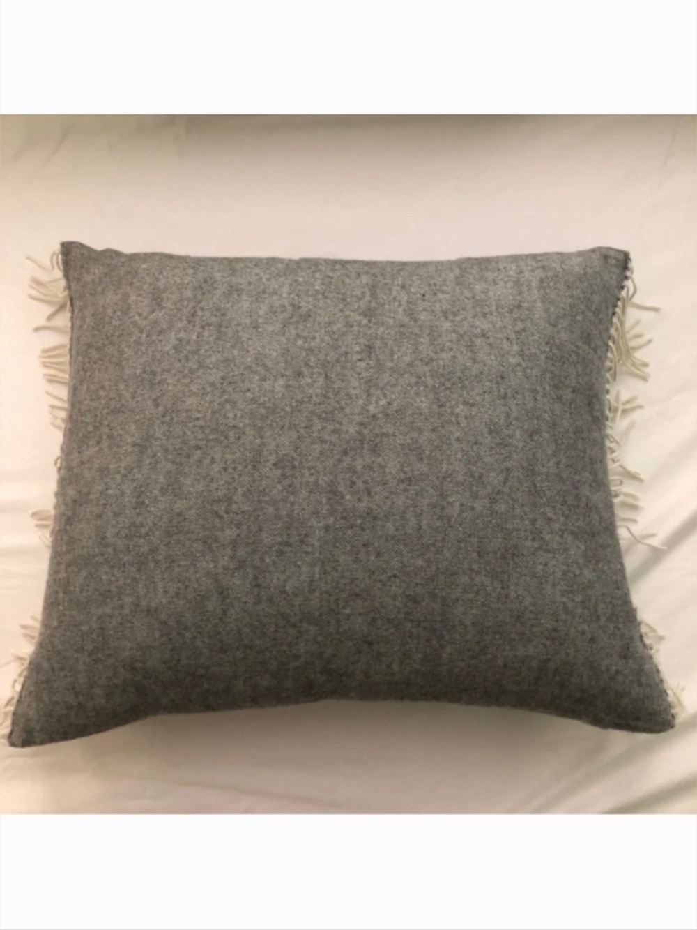 Ann Gish 22" x 18" fringed soft wool suiting accent pillow with insert zip close